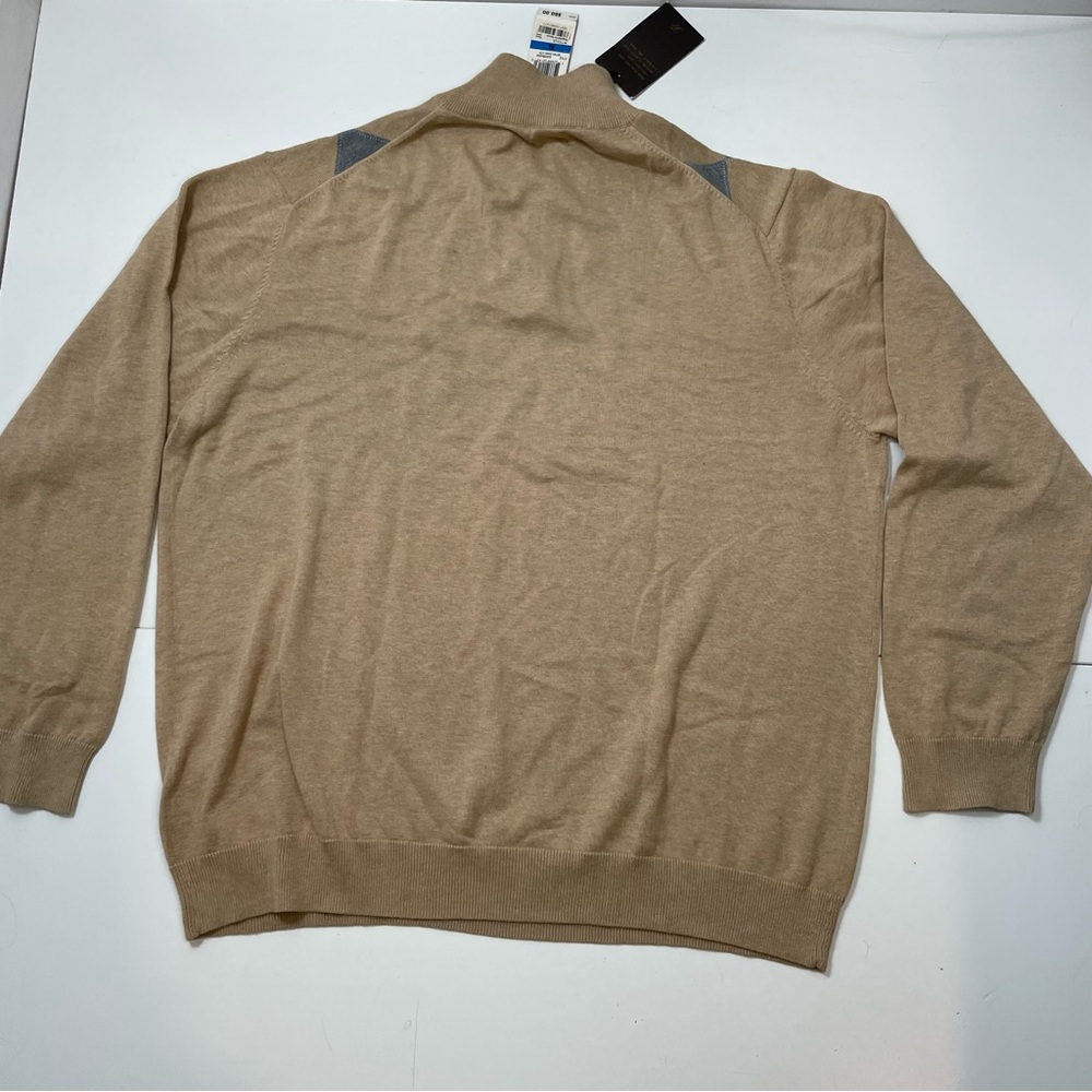 NEW 100% Cotton Tasso Elba Blue Brown Argyle Quarter Zip Sweater Size XL - Picture 5 of 5